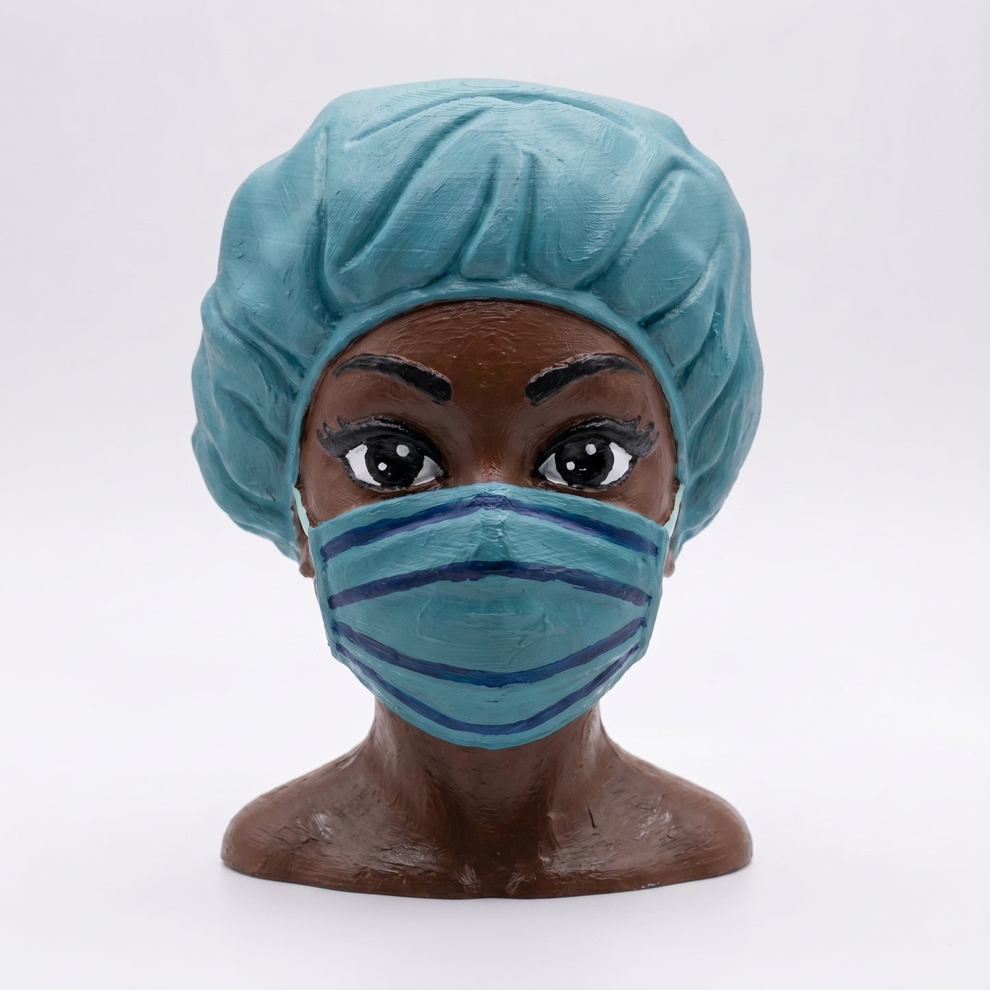 SUPERVALUECHOICE HCSEUA00061  Z-Paint Your Own Disposable Mask Nurse Figure Resin Blank Customizable Sculpture Blanks for Brooch & Keyring Making 2" × 2.7" × 0.6"