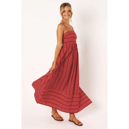 SVCD000122 Summer fashion striped halter top backless dress with a fresh style