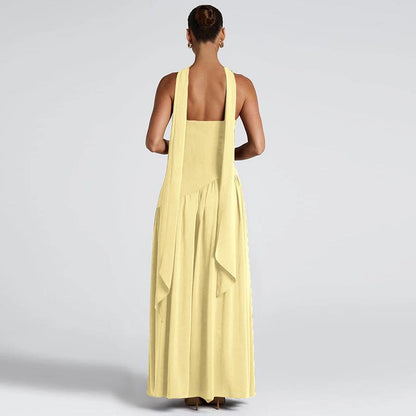 SVCD000037 Sexy and elegant solid-color side-slit strapless dress with a scarf collar