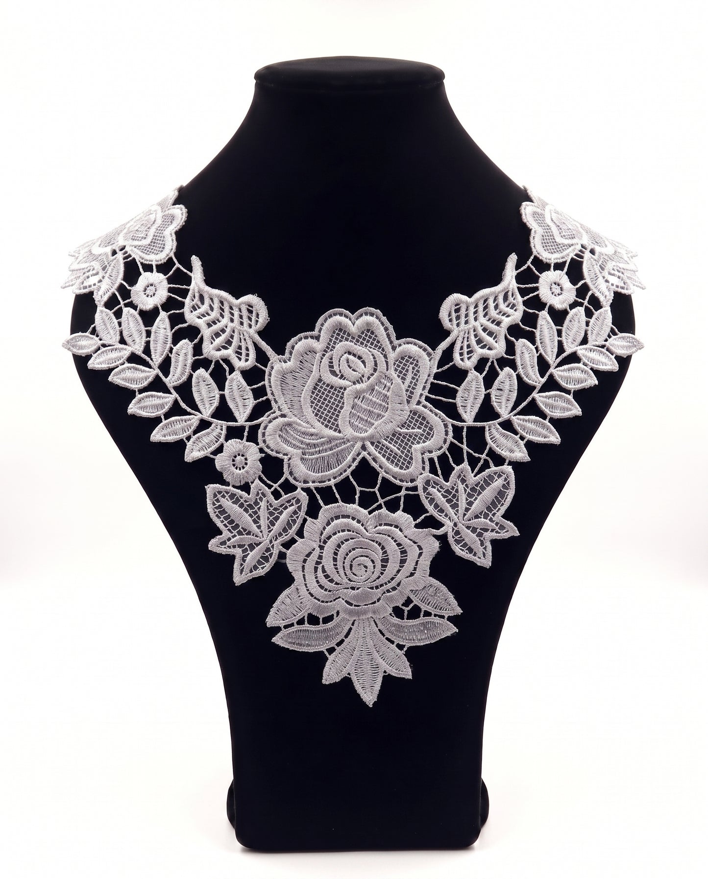 SUPERVALUECHOICE HCSEYB00091 Hollow Floral Guipure Lace Neck Applique Vibrant Color Rose Embroidery Collar Patch for Blouse Formal Wear Sew Decoration 12.59'' X 12.59''