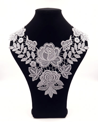 SUPERVALUECHOICE HCSEYB00091 Hollow Floral Guipure Lace Neck Applique Vibrant Color Rose Embroidery Collar Patch for Blouse Formal Wear Sew Decoration 12.59'' X 12.59''