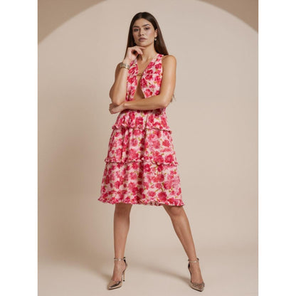 SVCD000079 V-neck halter dress with hollowed-out straps and printed halter tops