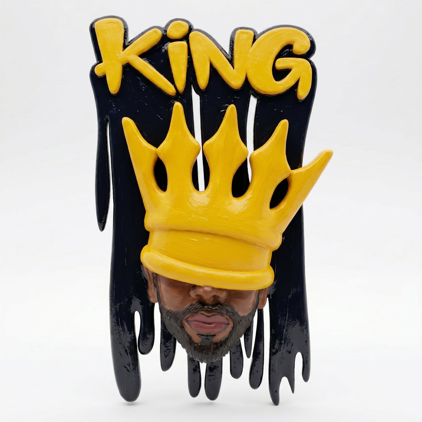 SUPERVALUECHOICE HCSEUA00077  Z-Blank QUEEN&KING Text Afro Crown Black Woman Resin Comb DIY Paintable Blanks for Brooch Keychain Accessories 2" × 2.7" × 0.6"