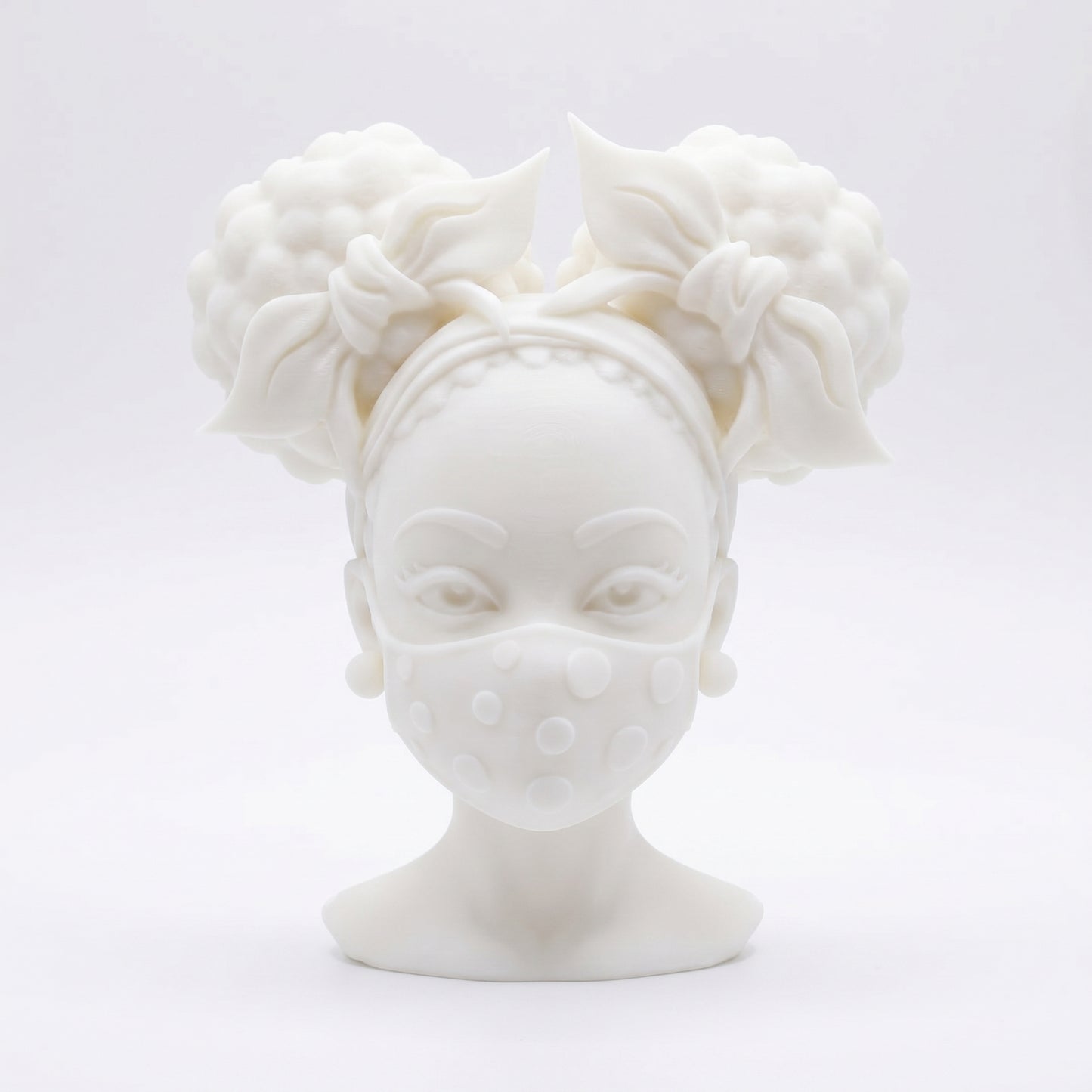 SUPERVALUECHOICE HCSEUA00057  Z-Blank Double Buns Yellow Polka Dot Mask African Girl Resin Blank DIY Paintable Blanks for Brooch Keychain Accessories 2" × 2.7" × 0.5"