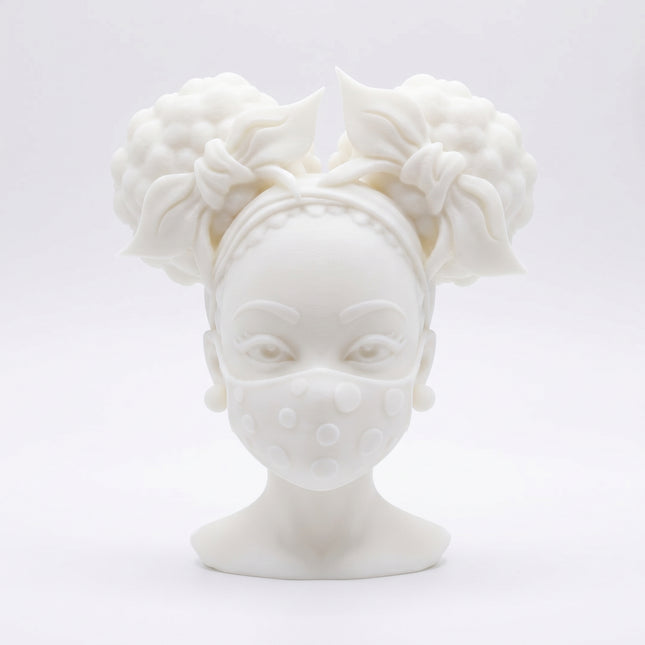 SUPERVALUECHOICE HCSEUA00057  Z-Blank Double Buns Yellow Polka Dot Mask African Girl Resin Blank DIY Paintable Blanks for Brooch Keychain Accessories