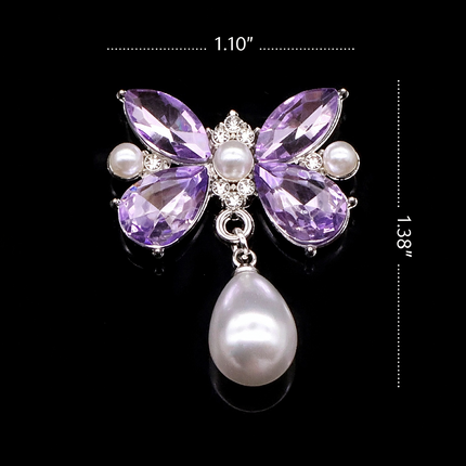 SUPERVALUECHOICE HCSESC00004 DIY Crafts Rhinestone Alloy Brooch Accessories Silver Flat Back 1.37*2.63inch Crystal Brooch Sparkling Crystal
