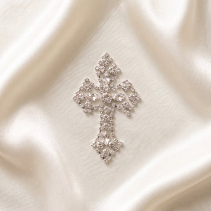 SUPERVALUECHOICE CHRISTMAS HCSEYD00044 Handmade Rhinestone Faith Symbol Applique, Hotfix Backed Crystal Beaded Patch for Christmas Holiday Garment, Formal Dress & Costume Embellishment