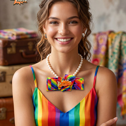 SUPERVALUECHOICE HCSEZA00029 Rainbow pumpkin bow tie