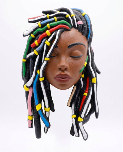 SUPERVALUECHOICE HCSEUA00055  Z-Custom Color Closed Eyes Braided Black Lady Head Resin Mold Base for Handmade DIY Jewelry Craft Supplies