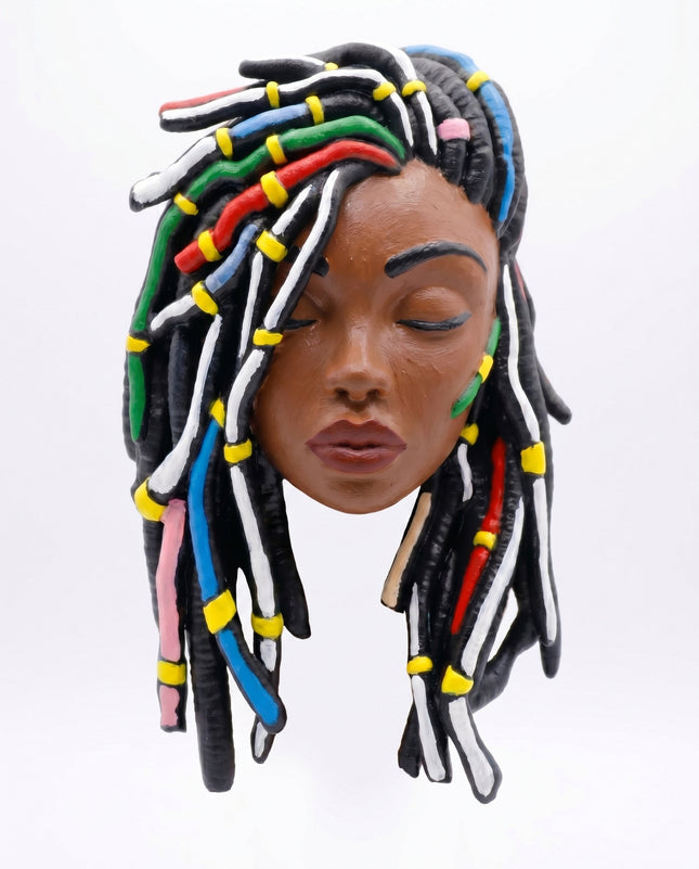 SUPERVALUECHOICE HCSEUA00055  Z-Custom Color Closed Eyes Braided Black Lady Head Resin Mold Base for Handmade DIY Jewelry Craft Supplies
