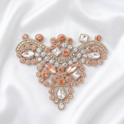 SUPERVALUECHOICE HCSEYD00042 Handmade Rhinestone Applique, Crystal Beaded Patch for Wedding Dress, Evening Gown, Costume DIY Sew On Embellishment