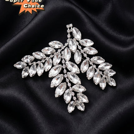 SUPERVALUECHOICE CHRISTMAS HCSEYD00047 Handmade Rhinestone Applique, Hotfix Backed Crystal Beaded Patch for Christmas Holiday Garment, Formal Dress & Costume Embellishment