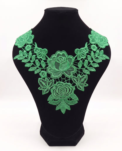 SUPERVALUECHOICE HCSEYB00091 Hollow Floral Guipure Lace Neck Applique Vibrant Color Rose Embroidery Collar Patch for Blouse Formal Wear Sew Decoration 12.59'' X 12.59''