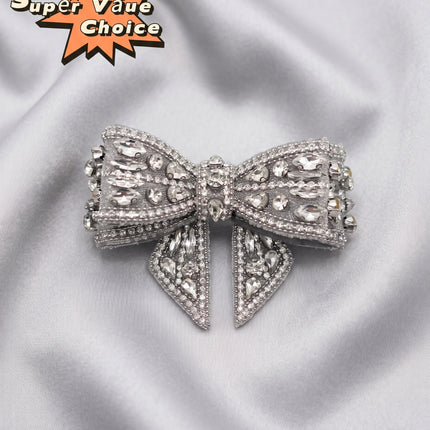 SUPERVALUECHOICE CHRISTMAS HCSEYD00053 Rhinestone Bows of DIY Project, clothing, bridal, Shoes and Accessories Rhinestone Appliques 3.54in× 2.56in