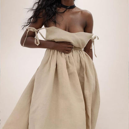 SVCD000004 Women's backless Uysen-style sexy V-neck high-waisted fashionable halter dress in European and American style