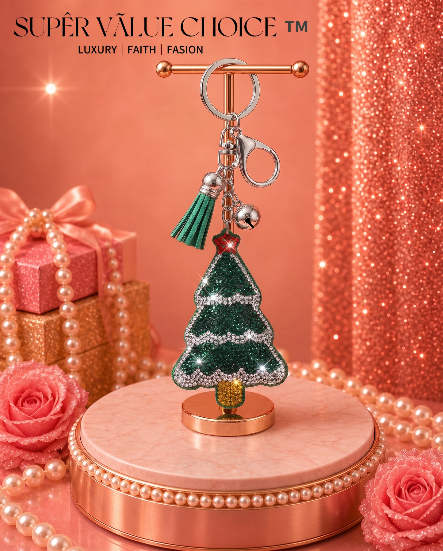 SUPERVALUECHOICE HCSESA00043 Crystal Christmas Series Keychain & Brooch
