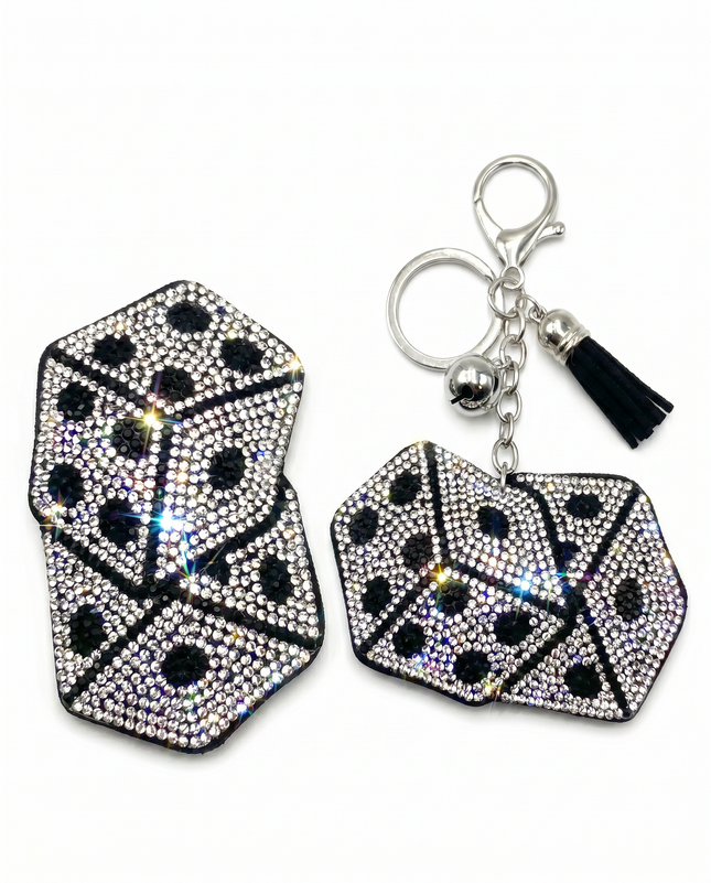 SUPERVALUECHOICE HCSESA00049 Crystal Dice Shape Keychain & Brooch