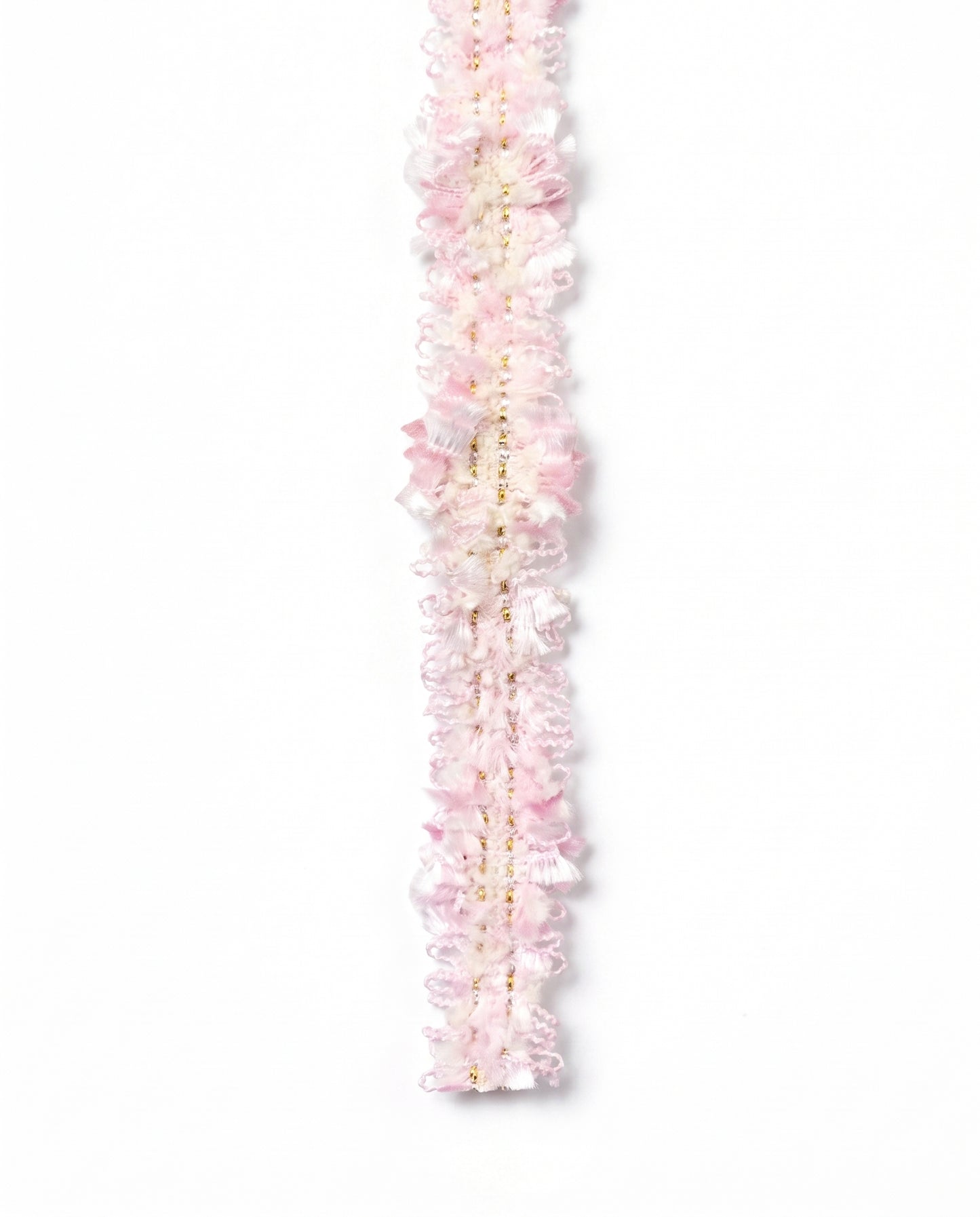 SuperValueChoice HCSEOA00009 Pastel Fringe Tweed Woven Trim Metallic Gold Thread Decorative Ribbon for Dress Hair Accessory DIY Sewing Craft ,0.59in width