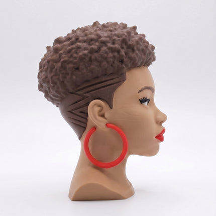 SUPERVALUECHOICE HCSEUA00021 Z-Blank Paintable Short Afro Side Profile Woman Resin Blank, DIY Color Craft Blanks for Brooch & Keychain Making