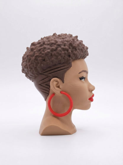 SUPERVALUECHOICE HCSEUA00021 Z-Blank Paintable Short Afro Side Profile Woman Resin Blank, DIY Color Craft Blanks for Brooch & Keychain Making