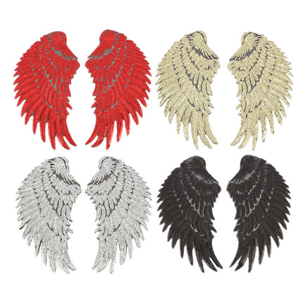 SUPERVALUECHOICE HCSEYC00030 Pair of Angel Wing Sequin Embroidered Clothing Patches H 13.58" × W 6.30" (Single Wing)