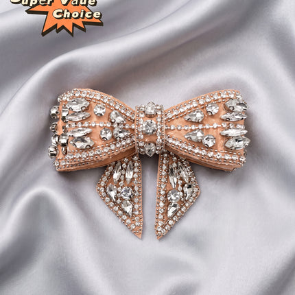 SUPERVALUECHOICE CHRISTMAS HCSEYD00053 Rhinestone Bows of DIY Project, clothing, bridal, Shoes and Accessories Rhinestone Appliques 3.54in× 2.56in