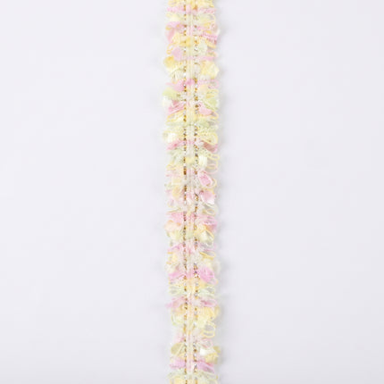SuperValueChoice HCSEOA00009 Pastel Fringe Tweed Woven Trim Metallic Gold Thread Decorative Ribbon for Dress Hair Accessory DIY Sewing Craft ,0.59in width