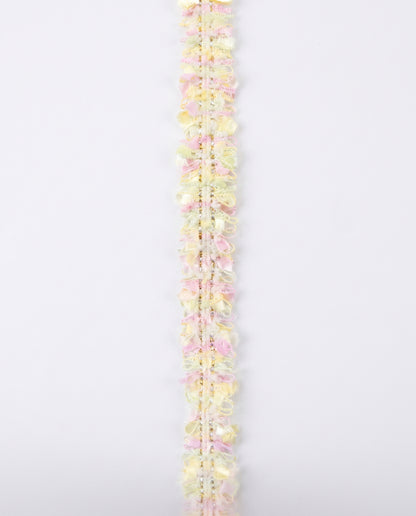SuperValueChoice HCSEOA00009 Pastel Fringe Tweed Woven Trim Metallic Gold Thread Decorative Ribbon for Dress Hair Accessory DIY Sewing Craft ,0.59in width