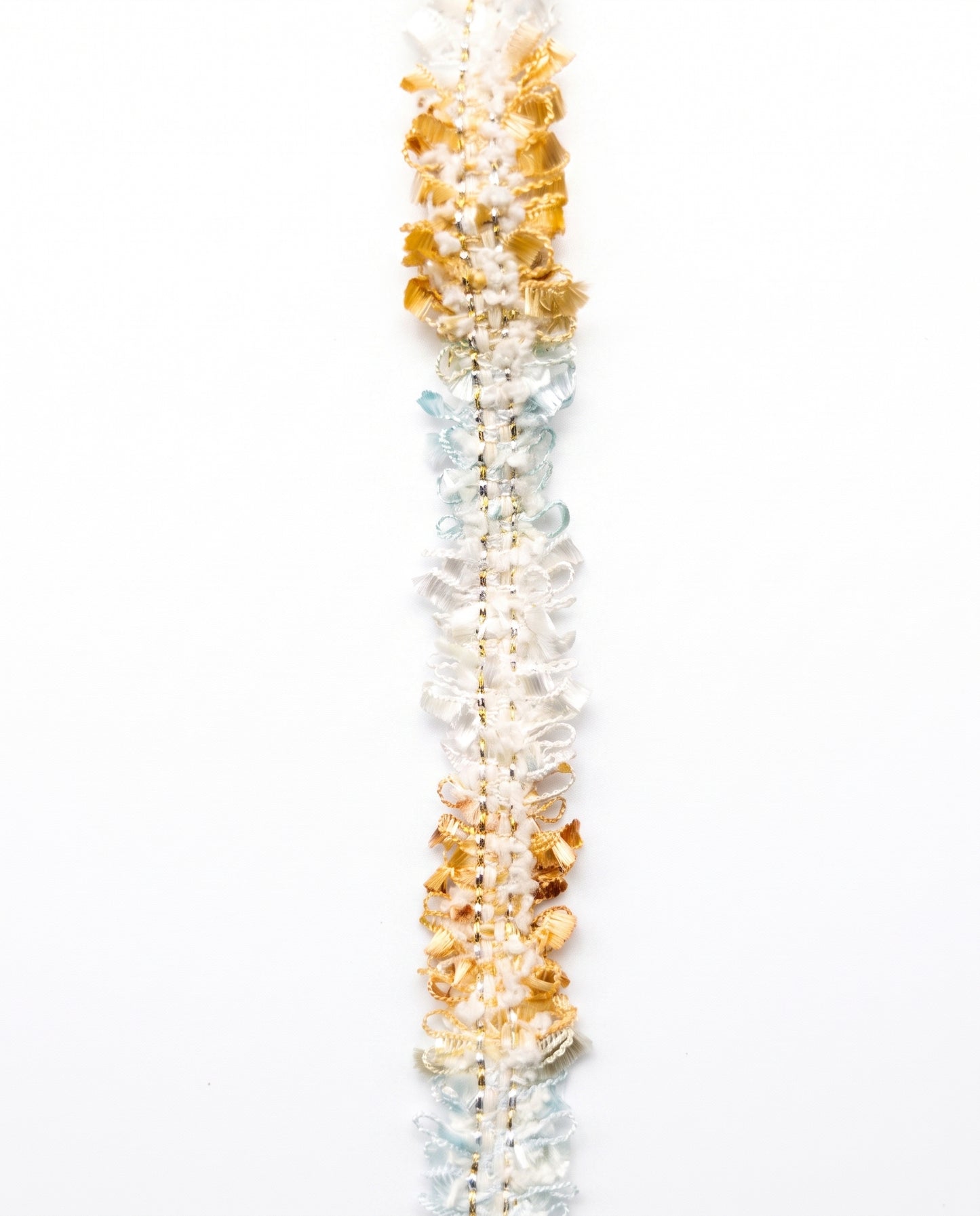 SuperValueChoice HCSEOA00010 Pastel Fringe Tweed Woven Trim Metallic Gold Thread Decorative Ribbon for Dress Hair Accessory DIY Sewing Craft ,0.59in width