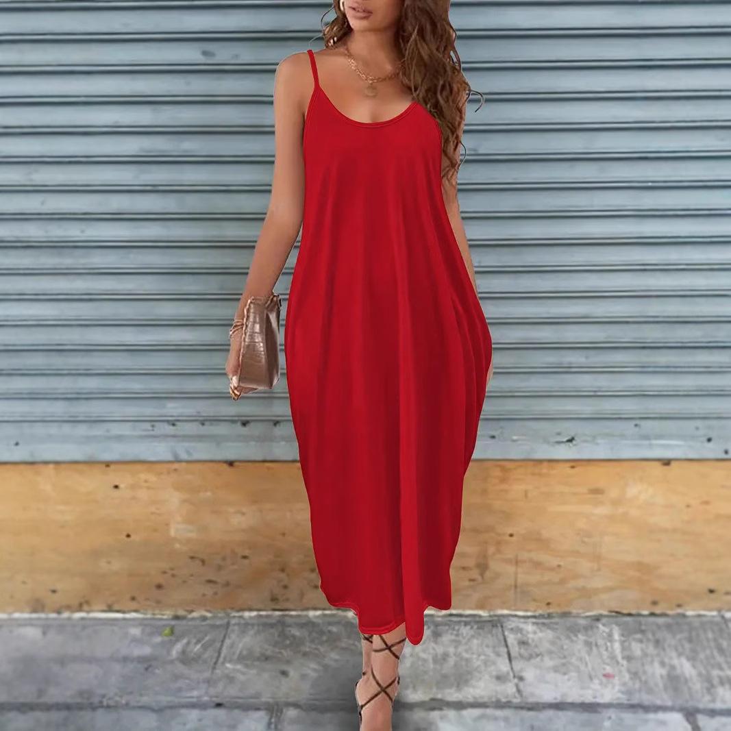 SVCD000068 Casual dress, solid-color halter dress from Europe and America