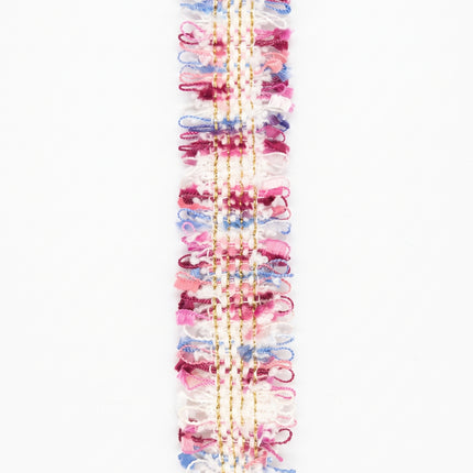 SuperValueChoice HCSEOA00008 Pastel Fringe Tweed Woven Trim Metallic Gold Thread Decorative Ribbon for Dress Hair Accessory DIY Sewing Craft ,0.98in width