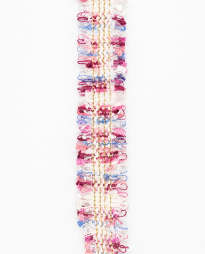SuperValueChoice HCSEOA00008 Pastel Fringe Tweed Woven Trim Metallic Gold Thread Decorative Ribbon for Dress Hair Accessory DIY Sewing Craft ,0.98in width