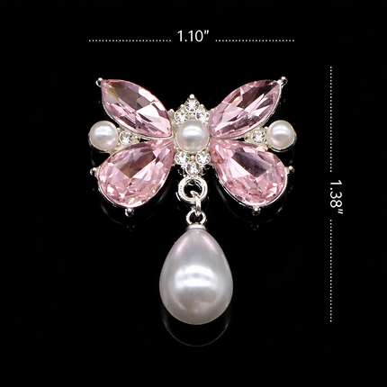 SUPERVALUECHOICE HCSESC00004 DIY Crafts Rhinestone Alloy Brooch Accessories Silver Flat Back 1.37*2.63inch Crystal Brooch Sparkling Crystal