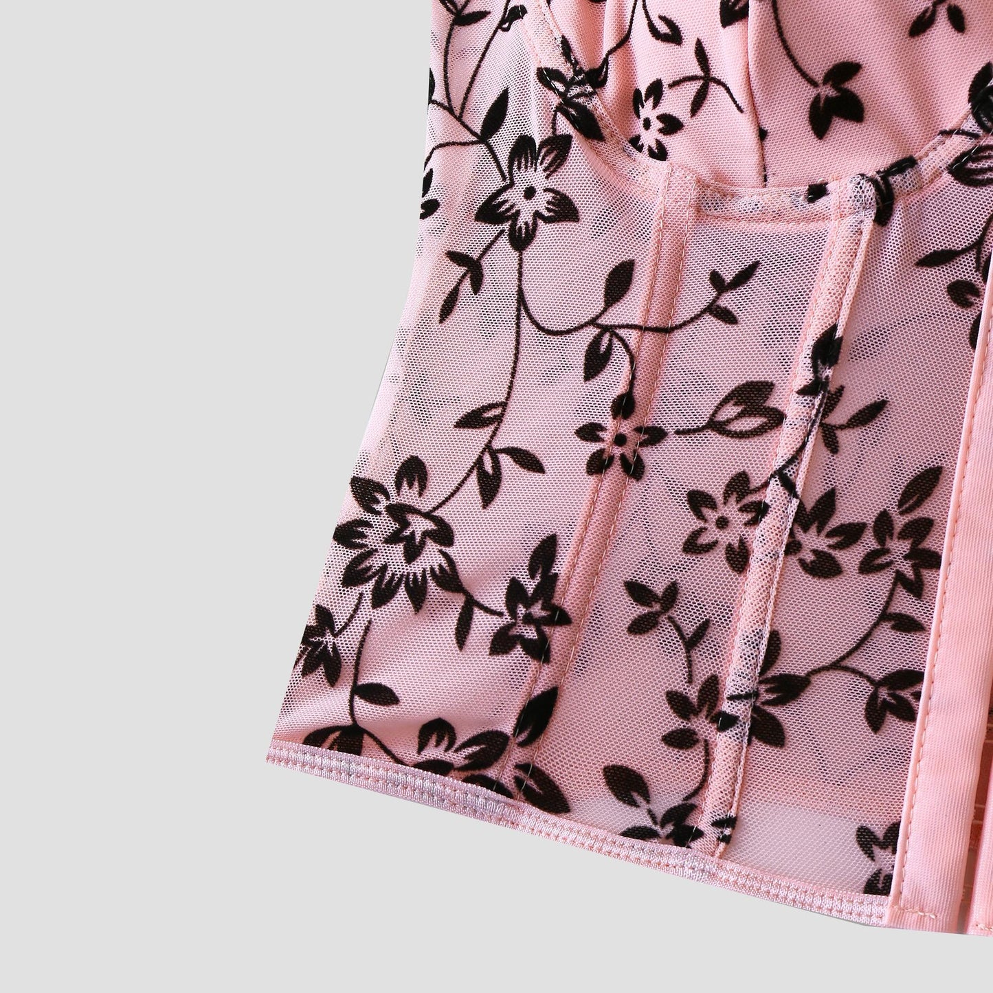 SVCT000088 Sexy corset, velvet lace flower, spicy V-neck fishbone button mini vest