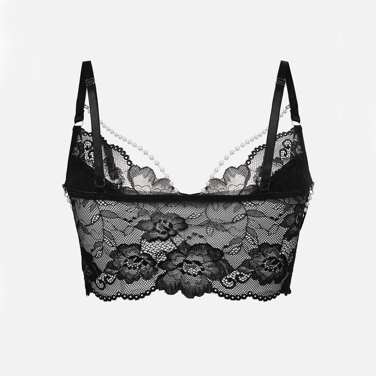 SVCT000087  Pearl chain design style French lace small halter top