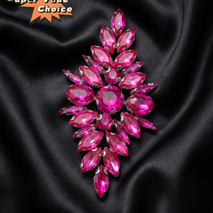 SUPERVALUECHOICE CHRISTMAS HCSEYD00045 Handmade Rhinestone Applique, Hotfix Backed Crystal Beaded Patch for Christmas Holiday Garment, Formal Dress & Costume Embellishment 3.74 in × 1.97 in