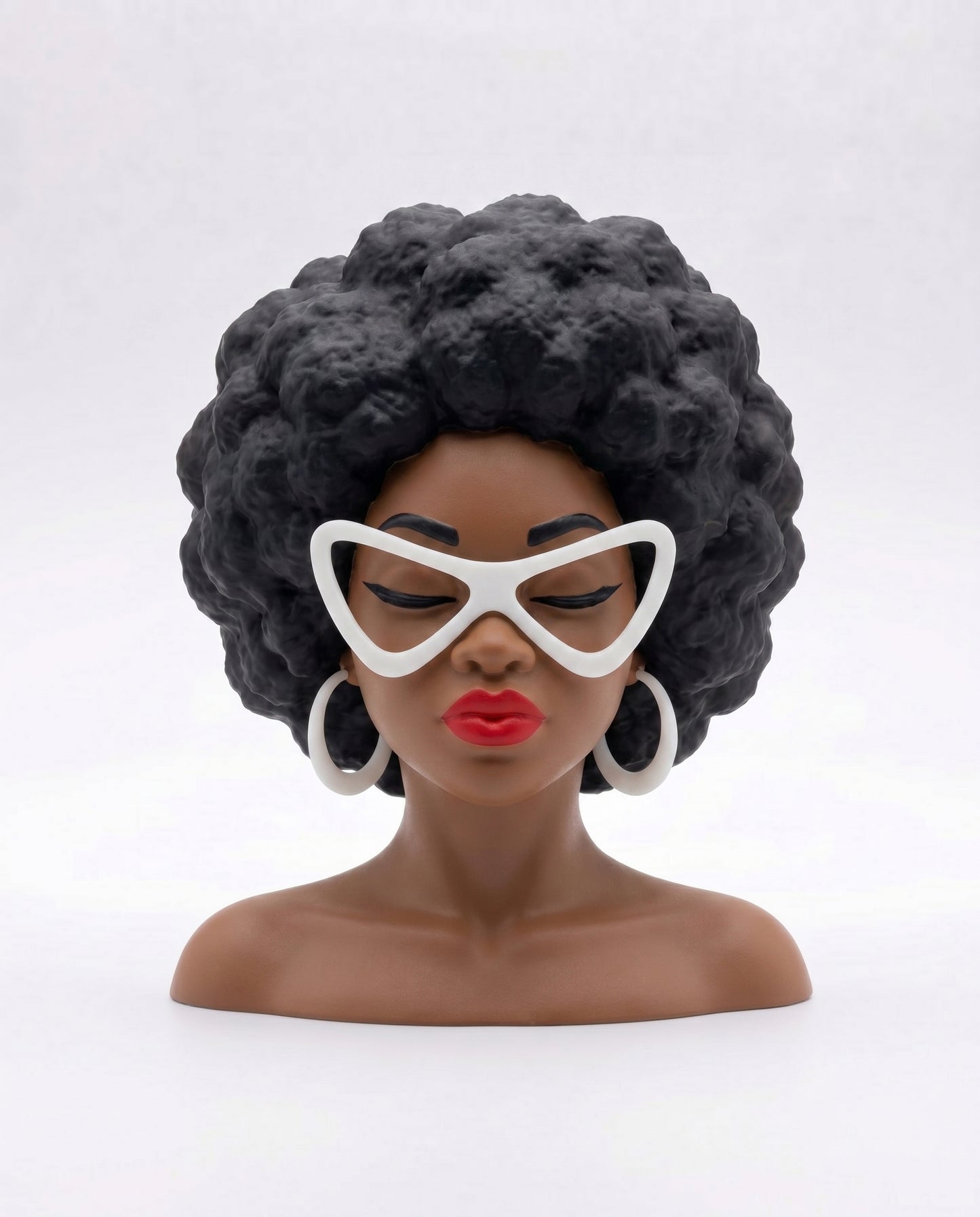 SUPERVALUECHOICE HCSEUA00043  Z-  Blank Retro Cat Eye Sunglasses Afro Woman Resin Sculpture DIY Paintable Blanks for Brooch Keychain Craft 2.8" × 2.6" × 1"