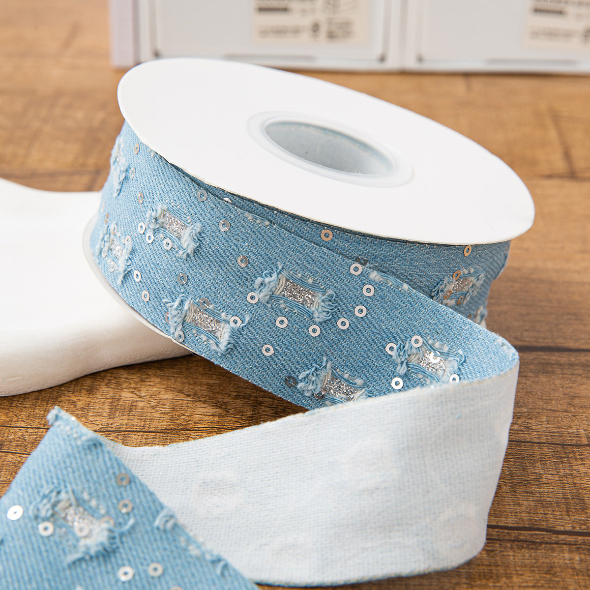 SuperValueChoice HCSEOA011 Denim Thread Decorative Ribbon for Dress Hair Accessory DIY Sewing Craft , width 0.98in width