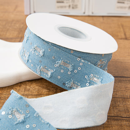 SuperValueChoice HCSEOA011 Denim Thread Decorative Ribbon for Dress Hair Accessory DIY Sewing Craft , width 0.98in width