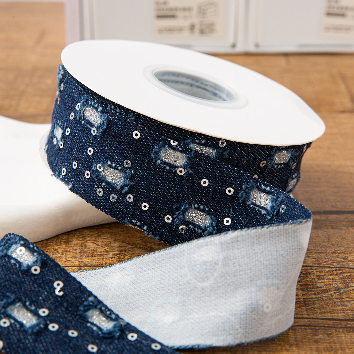 SuperValueChoice HCSEOA011 Denim Thread Decorative Ribbon for Dress Hair Accessory DIY Sewing Craft , width 0.98in width