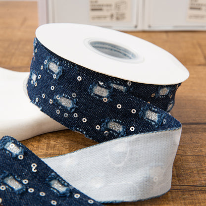 SuperValueChoice HCSEOA011 Denim Thread Decorative Ribbon for Dress Hair Accessory DIY Sewing Craft , width 0.98in width