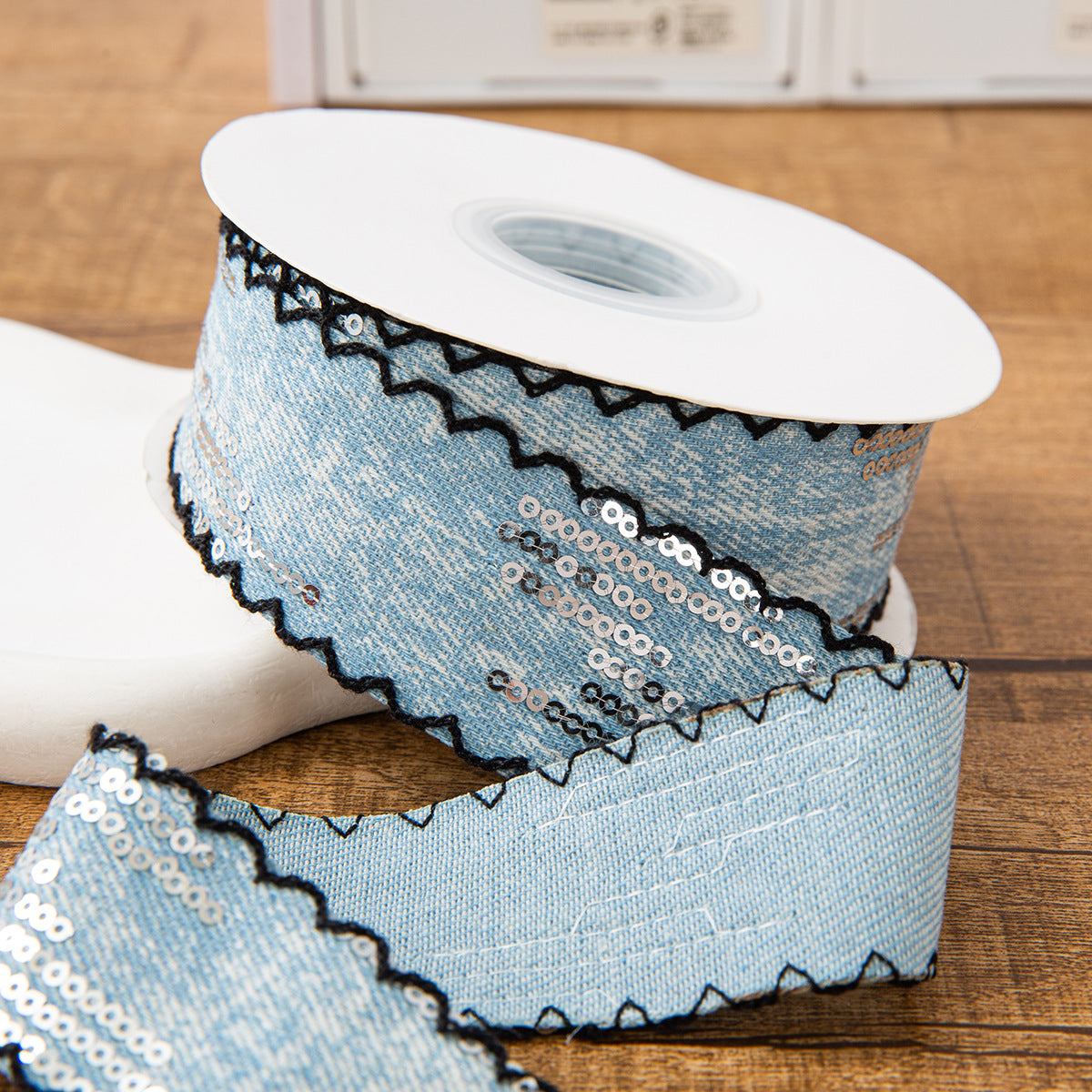 SuperValueChoice HCSEOA011 Denim Thread Decorative Ribbon for Dress Hair Accessory DIY Sewing Craft , width 0.98in width