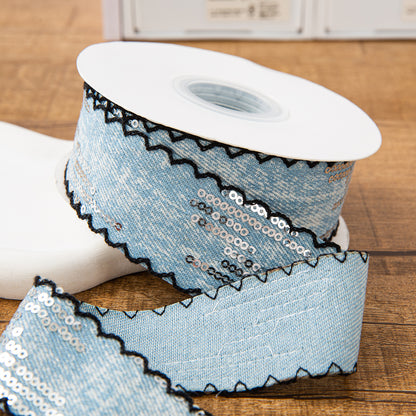 SuperValueChoice HCSEOA011 Denim Thread Decorative Ribbon for Dress Hair Accessory DIY Sewing Craft , width 0.98in width
