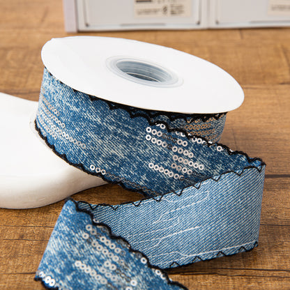 SuperValueChoice HCSEOA011 Denim Thread Decorative Ribbon for Dress Hair Accessory DIY Sewing Craft , width 0.98in width