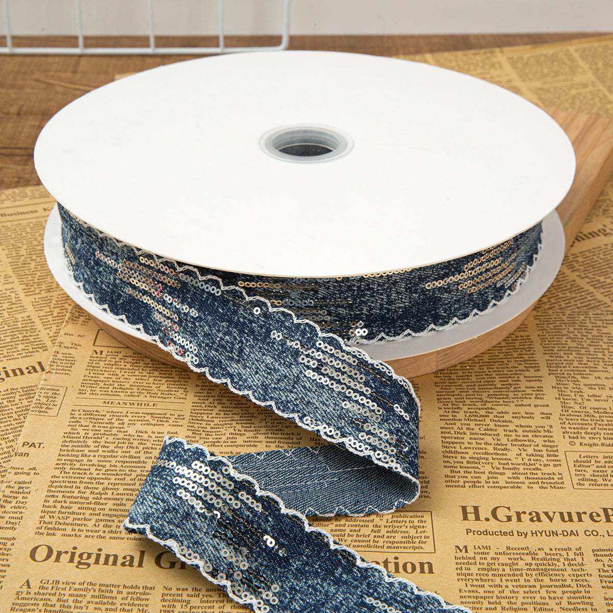 SuperValueChoice HCSEOA011 Denim Thread Decorative Ribbon for Dress Hair Accessory DIY Sewing Craft , width 0.98in width