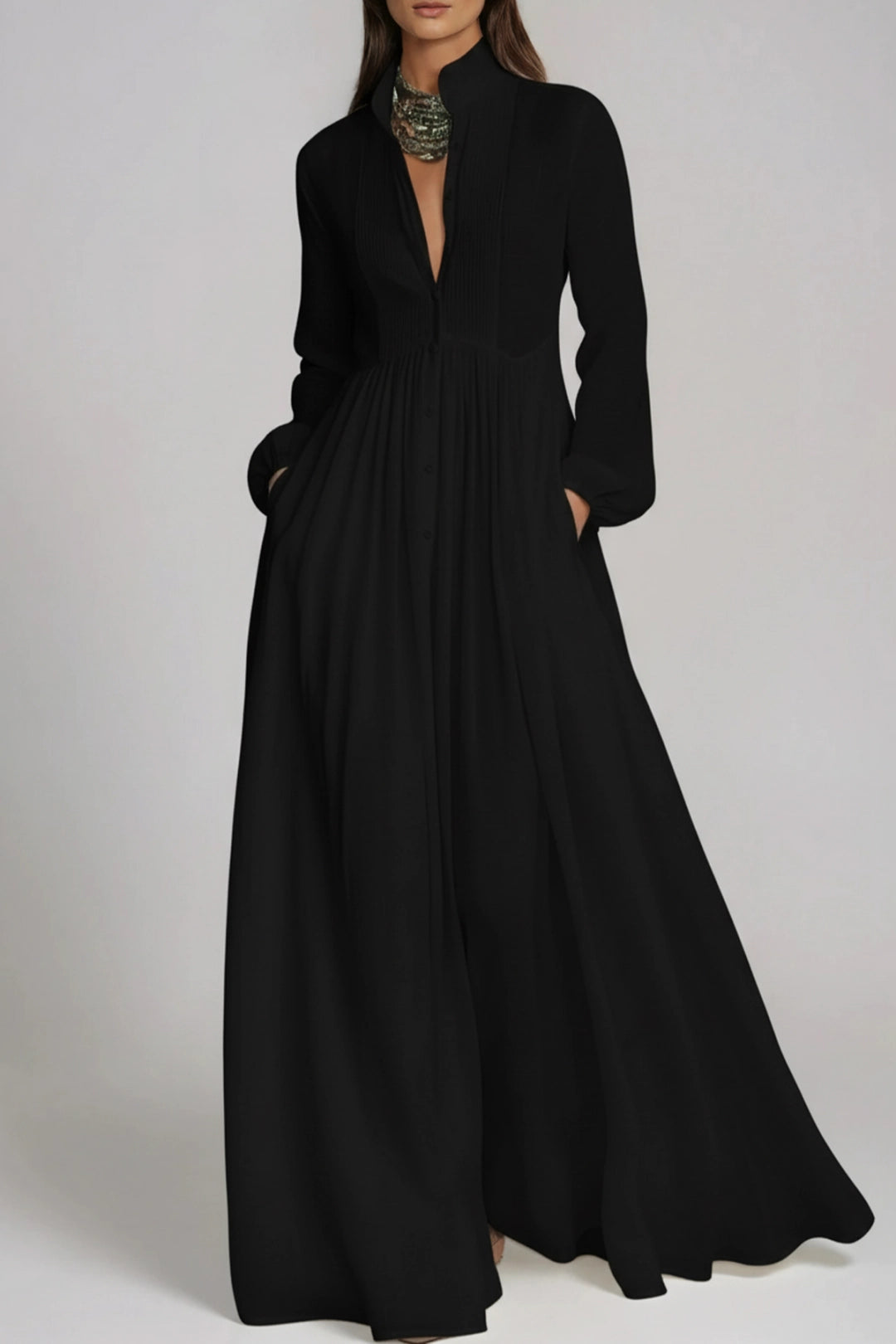 SUPERVALUECHOICE HCSEAA00012 Plunge Ruch Maxi Dress