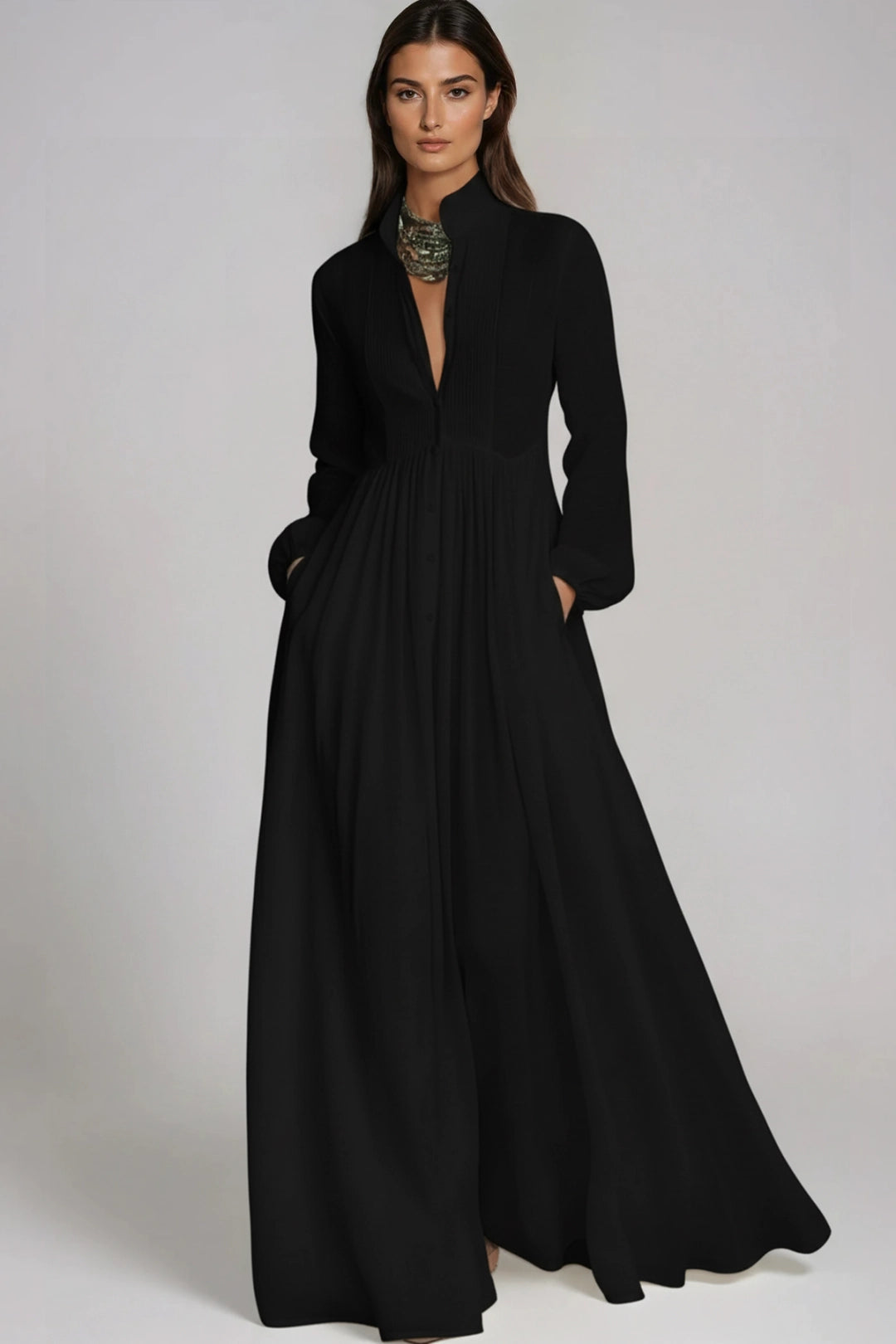 SUPERVALUECHOICE HCSEAA00012 Plunge Ruch Maxi Dress