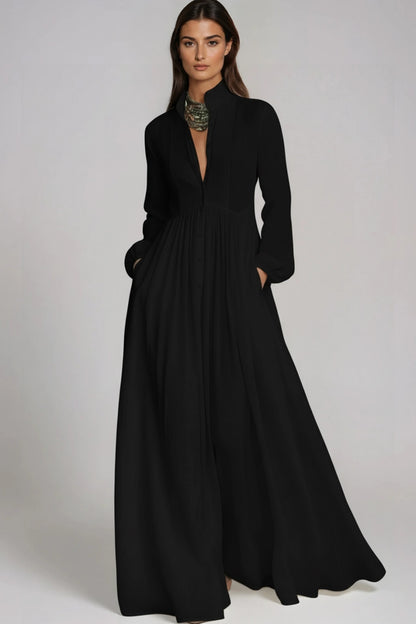 SUPERVALUECHOICE HCSEAA00012 Plunge Ruch Maxi Dress