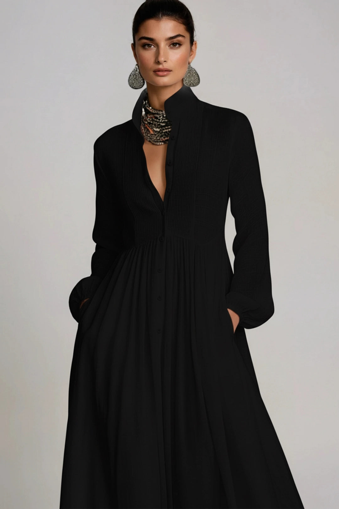 SUPERVALUECHOICE HCSEAA00012 Plunge Ruch Maxi Dress