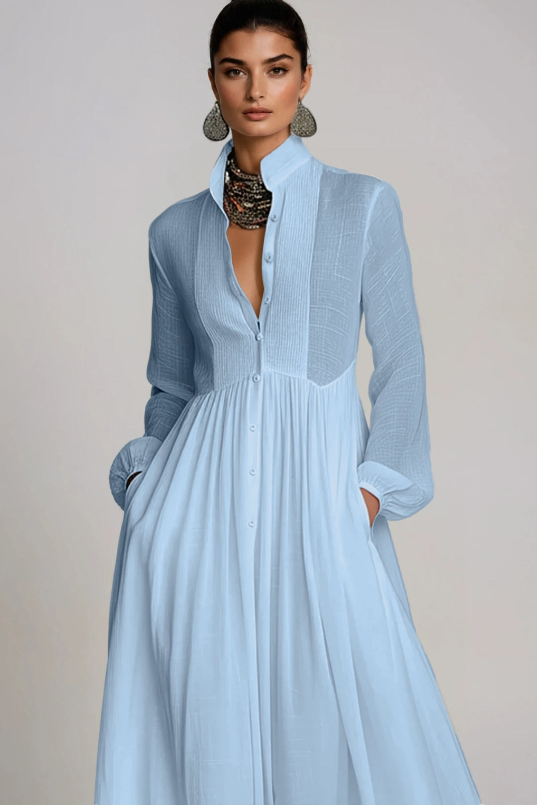 SUPERVALUECHOICE HCSEAA00012 Plunge Ruch Maxi Dress